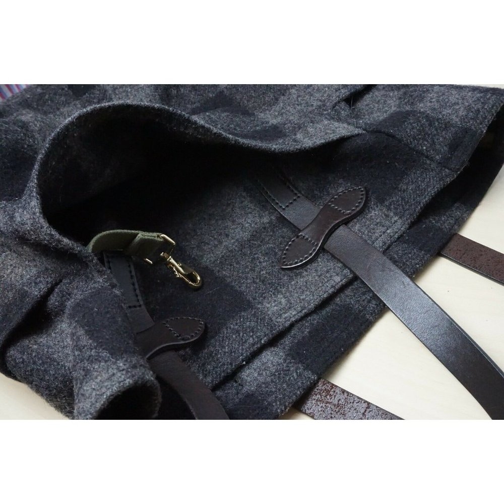 Filson Gray Black Wool Leather Strap Mackinaw Tote Bag - Picture 3 of 4